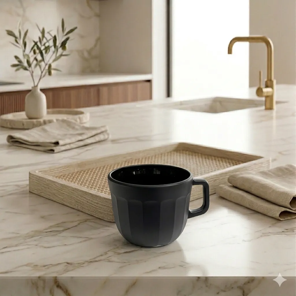 Tazon Vidrio Faceteado Negro Mate