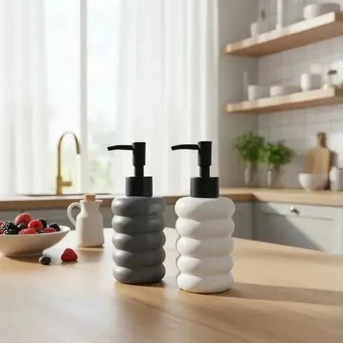 Dispenser Baño Ceramica Ondas (Gris)