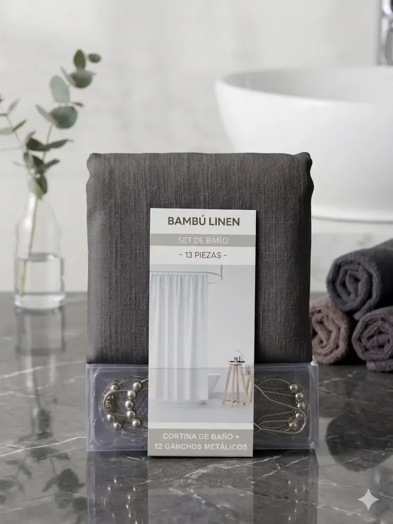 Cortina de Baño Bambu Linen (Gris)